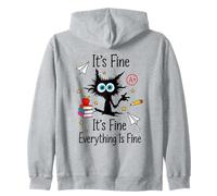 Stressed Cat School Academic Pressure Student Zip Hoodie