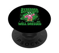 Stressed Depressed But Well Dressed Funny Frog Adult Humor PopSockets Adhesive PopGrip