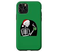 Stressed Skeleton Drinking Coffee Santa Hat Funny Christmas Case for iPhone 11 Pro