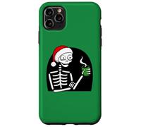 Stressed Skeleton Drinking Coffee Santa Hat Funny Christmas Case for iPhone 11 Pro Max