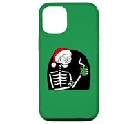 Stressed Skeleton Drinking Coffee Santa Hat Funny Christmas Case for iPhone 12/12 Pro