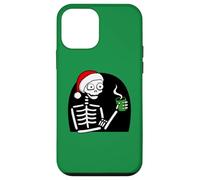 Stressed Skeleton Drinking Coffee Santa Hat Funny Christmas Case for iPhone 12 mini