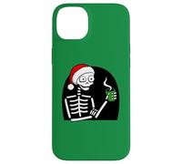 Stressed Skeleton Drinking Coffee Santa Hat Funny Christmas Case for iPhone 14 Plus