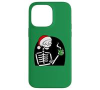 Stressed Skeleton Drinking Coffee Santa Hat Funny Christmas Case for iPhone 14 Pro Max