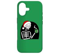 Stressed Skeleton Drinking Coffee Santa Hat Funny Christmas Case for iPhone 17