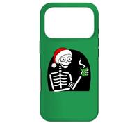 Stressed Skeleton Drinking Coffee Santa Hat Funny Christmas Case for iPhone 17 Pro