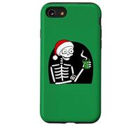 Stressed Skeleton Drinking Coffee Santa Hat Funny Christmas Case for iPhone SE (2020) / 7/8