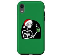 Stressed Skeleton Drinking Coffee Santa Hat Funny Christmas Case for iPhone XR