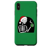 Stressed Skeleton Drinking Coffee Santa Hat Funny Christmas Case for iPhone XS Max