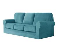 Stretch 2 Seater Sofa Cover Set 5 Pieces with 2 Cushions & 2 Backrest Covers for Living Room Blu Verde Color Easy to Clean for 3 Seat Sofas