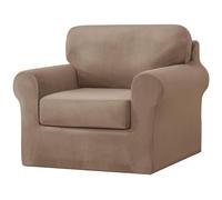 Stretch 2 Seater Sofa Cover Set with 2 Cushions & 2 Backrest Covers 5 Pieces Easy to Clean Perfect for Living Room (Color: Grigio Marrone Size: 1 Posto)