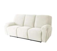 Stretch 8-piece recliner couch covers 3 Seat, Soft Jacquard Fabric reclining sofa slipcover with Pocket Armchair Covers For Pets Kids-White-3 seater