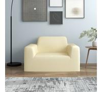 Stretch Armchair Cover Cream 90-140cm Polyester Jersey Slipcover Machine Wash UK