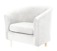 Stretch Armchair Covers Soft Velvet with Elastic Bottom Barrel Chair Cover 2 Piece Washable Furniture Protector for Living Room Bedroom Arm Chair Couch -White