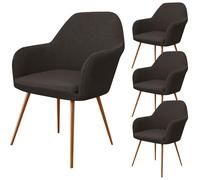 Stretch Armchair Covers Spandex Checkered Dining Chair Slipcovers Modern Washable Set of 4 Dark Brown with Armrests Perfect for Home & Office Use.