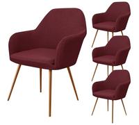 Stretch Armchair Covers Spandex Checkered Dining Chair Slipcovers Washable Burgundy Set of 4 Modern Armrest Protector for Dining Room Chairs