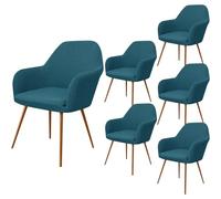 Stretch Armchair Covers Washable Spandex Checkered Dining Chair Slipcovers Modern 6-Piece Set in Blue-Green Fits Armchairs Perfectly Ideal for Home Décor