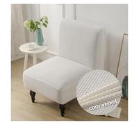 Stretch Armless Chair Covers, 1 Seater Jacquard Armless Accent Armchair Cover Elastic Furniture Protector Removable Washable for Living Room Bedroom Hotel(Beige)
