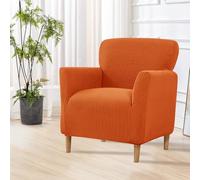 Stretch Banquet Armchair Slipcover: Modern Luxury 1Piece Knitted Chair Slipcover Pet Friendly Single Couch Covers,for Office Reception Reading Sofa (A-Orange)