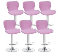 Stretch Bar Stool Covers 6 pcs Swivel Chair Slipcovers Curved Short Back Protector for Kitchen Office Pub Restaurant & Slish Chair Covers