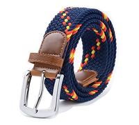 Stretch Belt, Vonsely Elastic Belts Braided Fabric Belt Colorful Woven Belts, Blue-yellow-red Strap, Suit for waistline 26-34