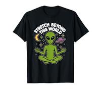 Stretch Beyond This World Funny Alien Yoga Meditation Space T-Shirt