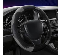 Stretch carbon fiber steering wheel cover with nonslip grip for car fit, providing protection and a modern look to steering wheel interiors (G)