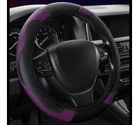 Stretch carbon fiber steering wheel cover with nonslip grip for car fit, providing protection and a modern look to steering wheel interiors (E)