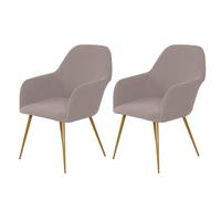 Stretch Chair Covers 2 Pieces - Removable Washable Armchair Slipcovers in Taupe Checkered Design Ideal for Dining Room Sofa & Office Chairs