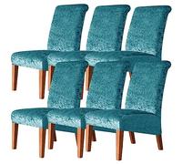 Stretch Chair Covers for Dining Room Crushed Velvet Seat Protector Removable & Washable Spandex Slipcover for Kitchen Wedding Home Decor Green Size 6