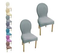 Stretch Chair Covers for Round Backrest - 2/6 Pack Modern Dining Chair Slipcovers for Wooden Oval Chairs - A6 Size Kitchen Protector - Easy to Clean Stylish Design