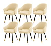 Stretch Chair Covers with Armrests 6 Pack Removable Washable Elastic Dining & Office Chair Slipcovers Beige Protective Seat Covers for Home Kitchen Wedding Hotel