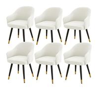 Stretch Chair Covers with Armrests - Removable & Washable 6 Pack Elastic Dining & Office Chair Slipcovers for Kitchen Hotel Wedding (White)