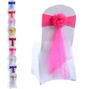 Stretch Chair Sashes, Chair Bows Easy to Install for Celebration Wedding Banquet Dance Party Hotel Events and Other Activities on Site Decoration(Rose red,20PCS)