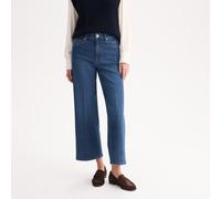Stretch Cotton Cropped Wide Leg Jeans Stonewashed Blue