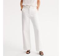 Stretch Cotton Flared Jeans Ecru