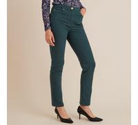 Stretch Cotton Straight Trousers, Length 30.5" Dark Green