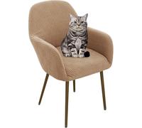 Stretch Curved Back Chair Covers, Dining Chair Covers Slipcovers with Arms Protector, Vanity Office Desk Seat Covers Natural Color 1