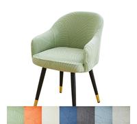 Stretch Curved Back Dining Armchair Slipcovers, Removable Washable Swivel Accent Seat Protector for Vanity Office Desk,Green,1PC