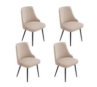 Stretch Curved Back Kitchen Chair Cover with Low Arm, Washable Wingback Side Chairs Slipcover Removable Universal Dining Chair Protector for Home Decor Etc,Apricot Cream,4pcs