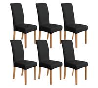 Stretch Dining Chair Covers, Set of 6, Black, Solid