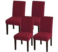 Stretch Dining Chair Slipcovers Removable Seat Covers for Dining Room Hotel & Ceremony Set of 4 Wine Red Stretch Chair Covers