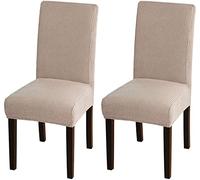 Stretch Dining Chair Slipcovers Removable & Washable Chair Covers for Dining Room Hotel Ceremony Set of 2 Khaki Durable Protection