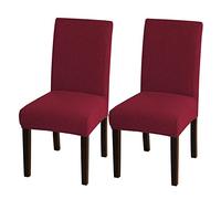Stretch Dining Chair Slipcovers Removable & Washable Seat Covers for Dining Room Hotel Ceremony Wine Red Set of 2 Stylish Protection