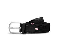 Stretch elastic belt for men and women, soft braided belt with metal buckle, black men's belt with one waist in stretch fabric
