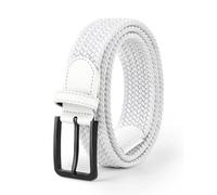 Stretch Elastic Braided Woven Golf Belt 1 3/8 Inch Wide for Men and Women, White, Medium (Fits 32-36" Waist)