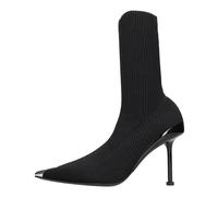 Stretch Fabric and Leather Ankle Boots - female - Alexander McQueen - Heeled Boots - Black - 6 UK - Shoes 6 UK