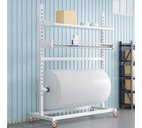 Stretch Film Dispenser with Cutter - Mobile Floor-Standing Storage Rack for Wrapping Paper Rolls and Bubble Wrap - Adjustable Design for Efficient Use