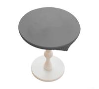 Stretch-fit round tablecloth crafted from leather material, appropriate for formal events, casual meals, garden parties, and For indoor dining setups (80CM light gray)