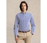 Stretch Fitted Striped Shirt in Poplin Blue/White